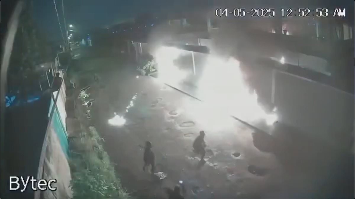 Premier League star's international team-mate has home torched by masked thugs with Molotov cocktails, shocking CCTV footage reveals