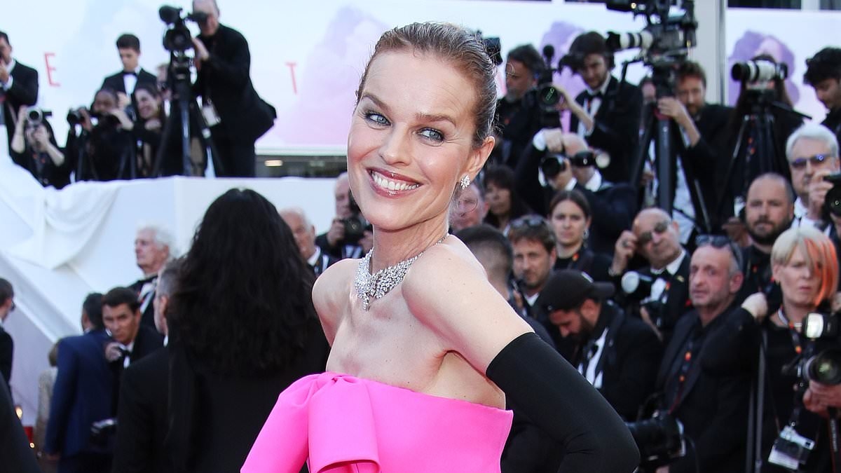 Eva Herzigova turns heads in a vibrant pink gown as she joins glamorous Elsa Hosk, Toni Garrn and Georgina Chapman at Cannes Film Festival's A Private Life premiere