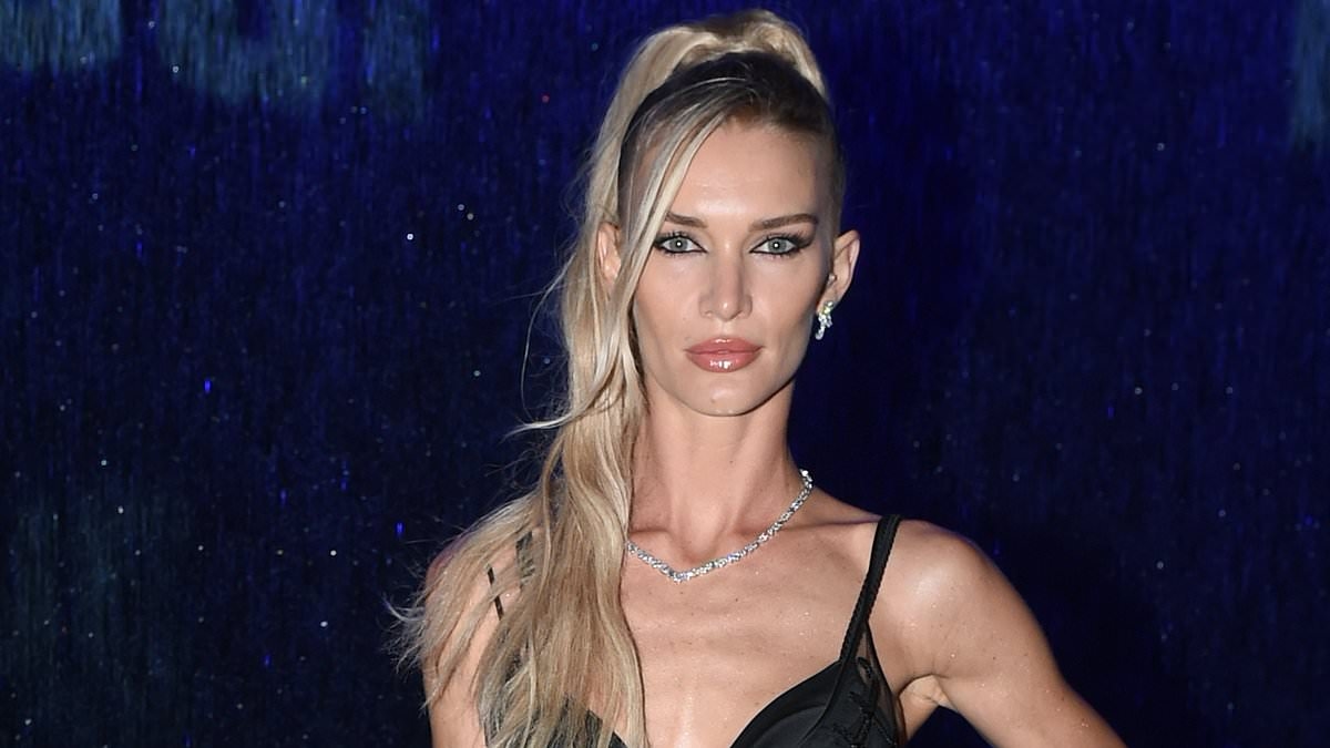 Jessica Kistermann puts on a VERY racy display in a black fishnet dress and underwear at the Fiuggi for One Drop party during Cannes Film Festival amid the ban on risqué outfits
