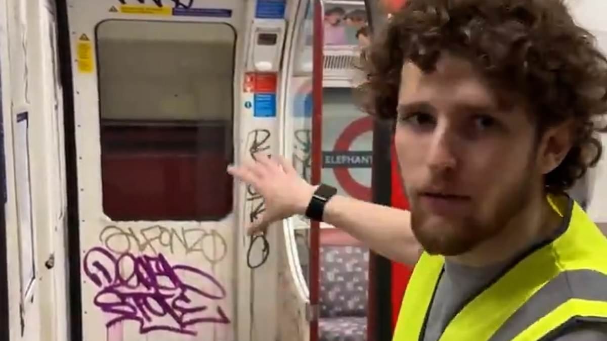 'We're doing what Sadiq Khan can't!' Fed-up commuters take matters in their own hands and scrub graffiti off Tube trains