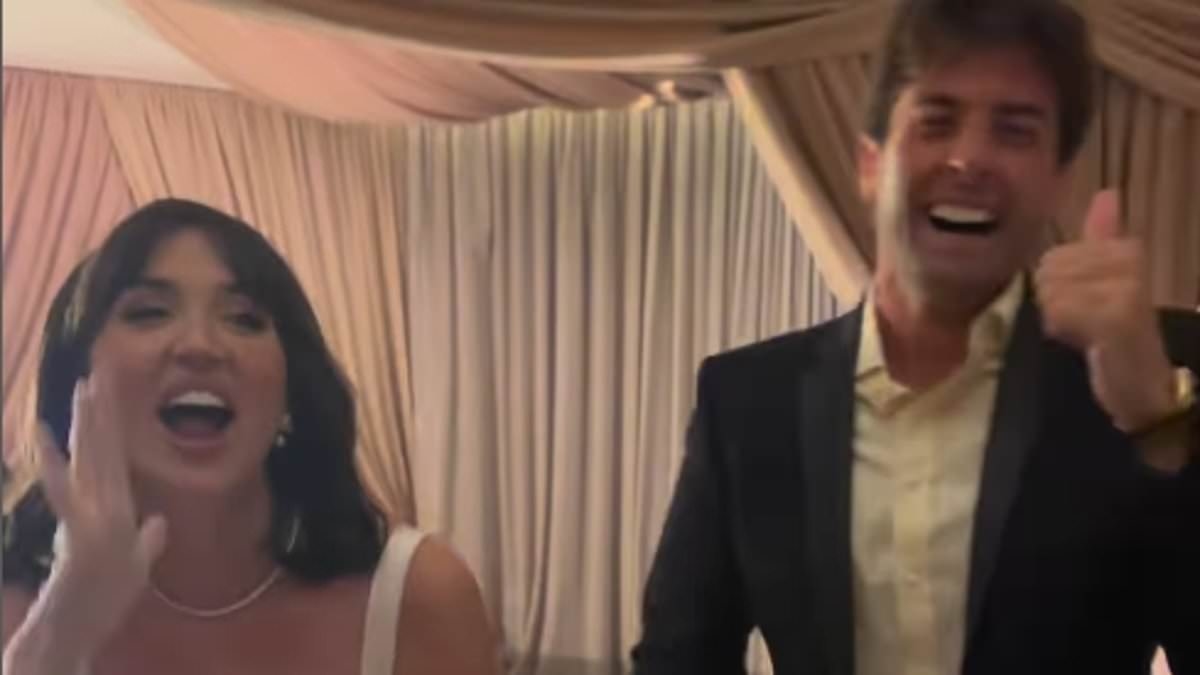 James Argent gleefully dances at Megan McKenna's wedding after ex Nicoline Arthursson broke her silence amid his suspended jail sentence for pushing her down steps in Spain