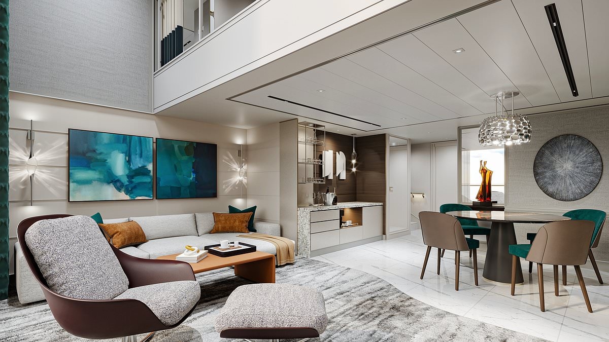 Inside the world's biggest luxury cruise ship suite: Two-storey all-inclusive cabin has wraparound balcony, private elevator and it's own GYM... but wait until you see the price