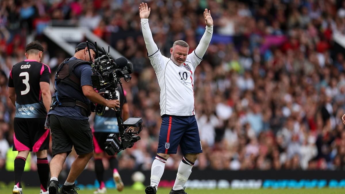 Wayne Rooney makes Soccer Aid history as Man United legend, 39, rolls back the years by scoring at the Stretford End in charity match