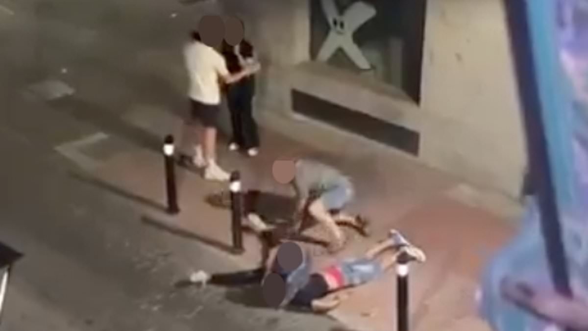 Shocking moment Spanish cop chokes 'thief' to death after he 'stole his phone' - as members of the public plead with the officer to stop