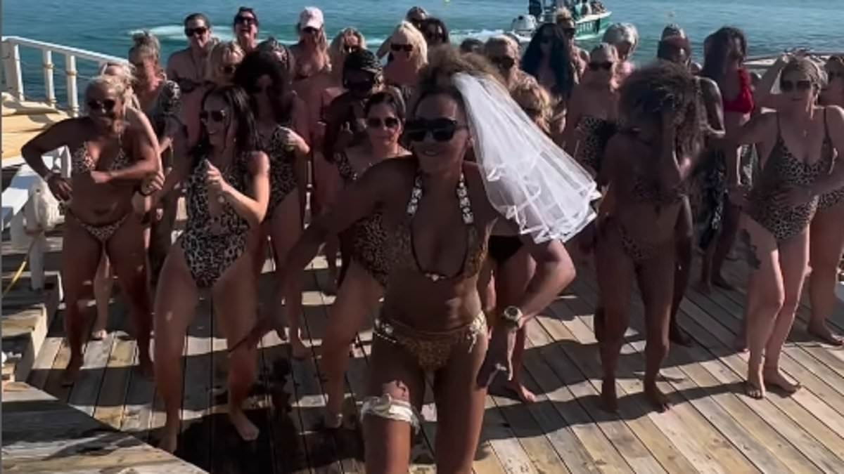 Mel B, 50, flaunts her curves as she and her pals perform dance routine on her bachelorette ahead of wedding to Rory McPhee, 37