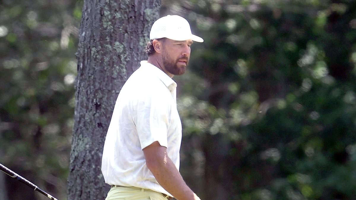 Travis Kelce splashes out on private helicopter to the Hamptons for boys' golf day... hours after NYC date night with Taylor Swift