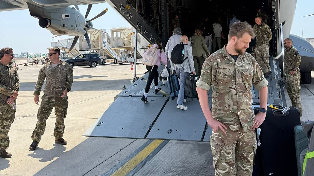 EXCLUSIVE British expat, 54, lucky to be alive after Iranian missile exploded next to him and his son as they fled bombing raid - as first UK evacuation flight takes off from Israel