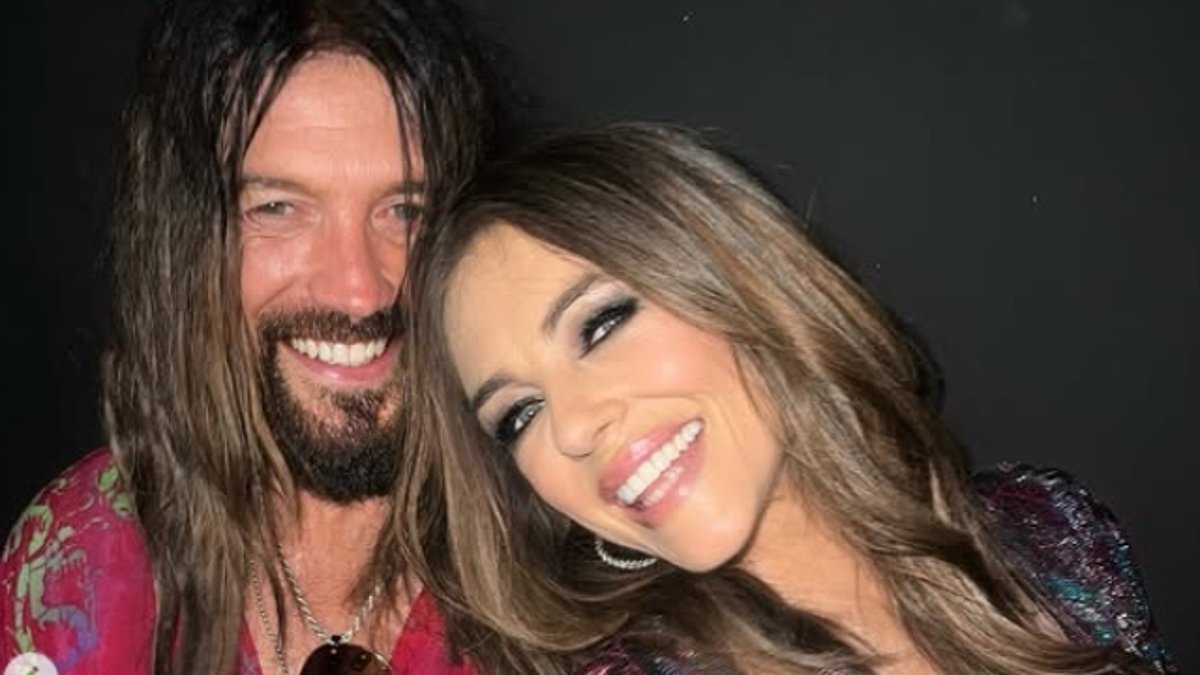Elizabeth Hurley's new boyfriend Billy Ray Cyrus leaves a hilarious comment on her son Damian's social media post as he bonds with his daughter Miley during family night out