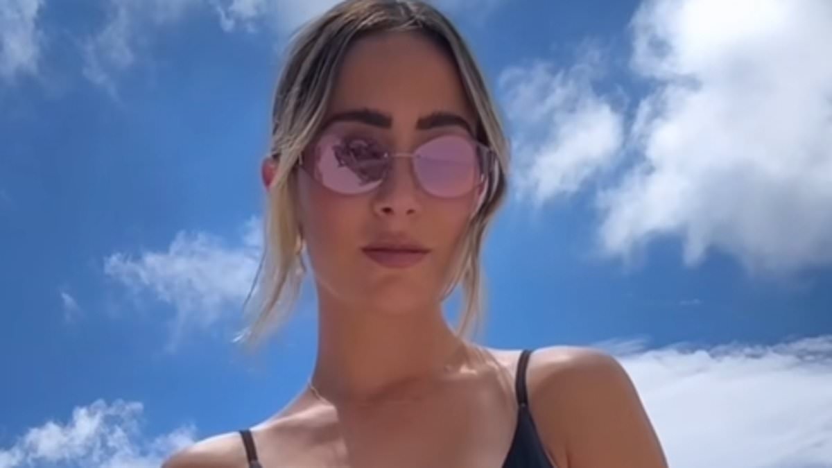 Frankie Bridge looks incredible in a black swimsuit and a £285 patterned sarong as she celebrates her lookalike sisters' birthday during family holiday in Bermuda
