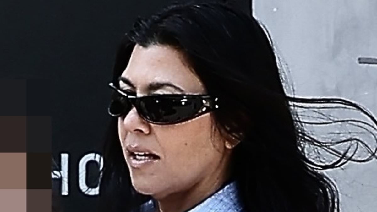 Kourtney Kardashian ditches pants as she steps out in a button-up with son Rocky