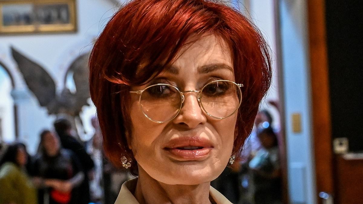 Sharon Osbourne shows off her plump pout as she attends husband Ozzy's exhibition