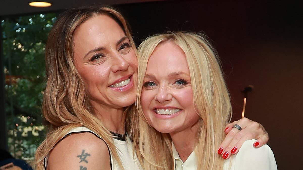 Mel C puts on a leggy display in figure-hugging dress as she reunites with fellow Spice Girl Emma Bunton at Quadrophenia press night