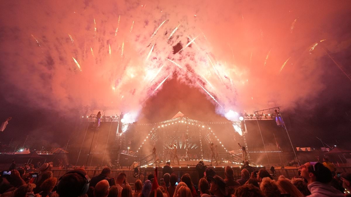 'Embarrassing' Glastonbury opening ceremony is panned by revellers after 'sound issues' during fireworks display