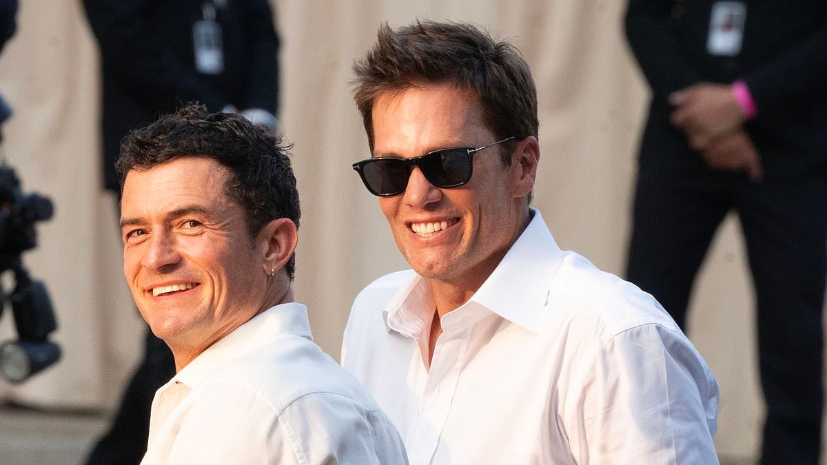 Skinny Leonardo DiCaprio, suave Tom Brady and newly-single Orlando Bloom lead stylish male guests at Jeff Bezos' wedding