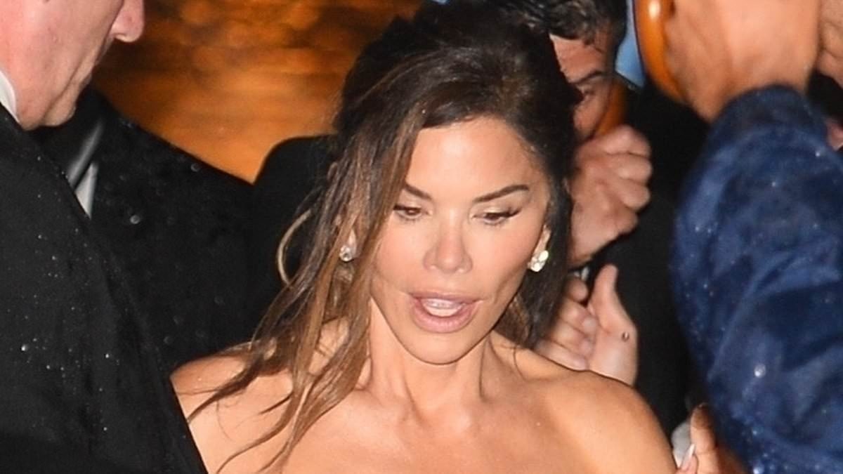 Lauren Sanchez and Jeff Bezos' A-list guests run for cover as pre-wedding party is hit by huge freak thunderstorm