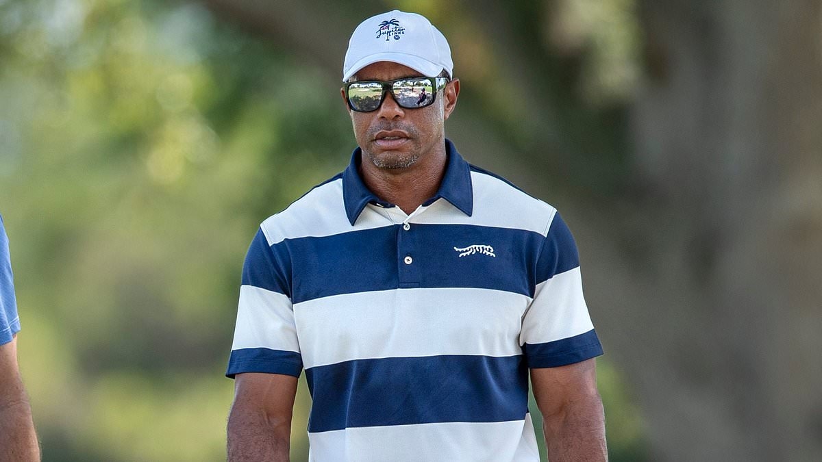 Insane photo of Tiger Woods' legs leaves fans in disbelief as he joins son Charlie for a round of golf in Florida