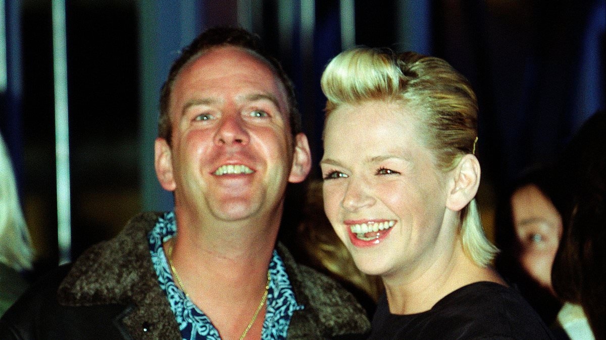 Zoe Ball 'blissfully happy with new Norman Cook lookalike boyfriend as they stroll hand-in-hand at Glastonbury' - nine years after her divorce from the Fatboy Slim DJ