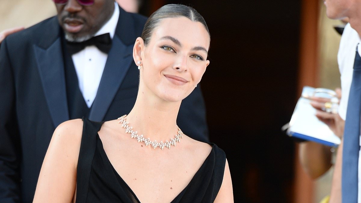 Leonardo DiCaprio's girlfriend Vittoria Ceretti is the picture of elegance in a chic black gown as she attends Jeff Bezos and Lauren Sanchez's $20M Venice wedding