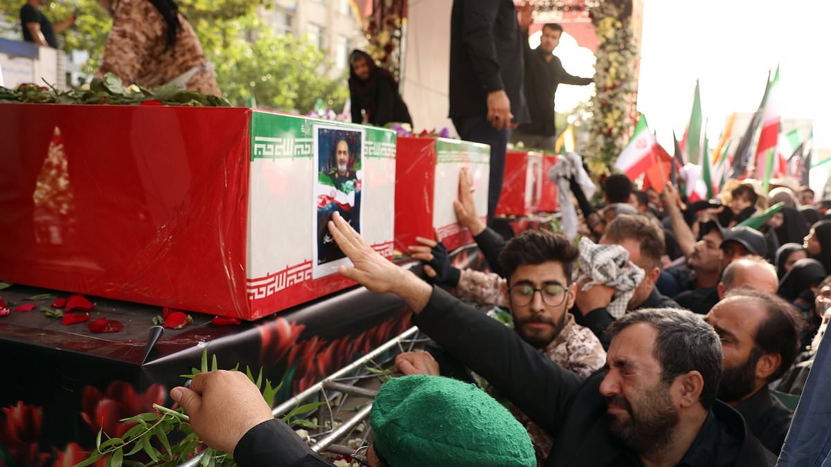 Mourners chant 'Death to America!' at Iran funeral for military commanders killed in war with Israel as Trump claims to have saved Iranian leader Khamenei from 'very ugly' death