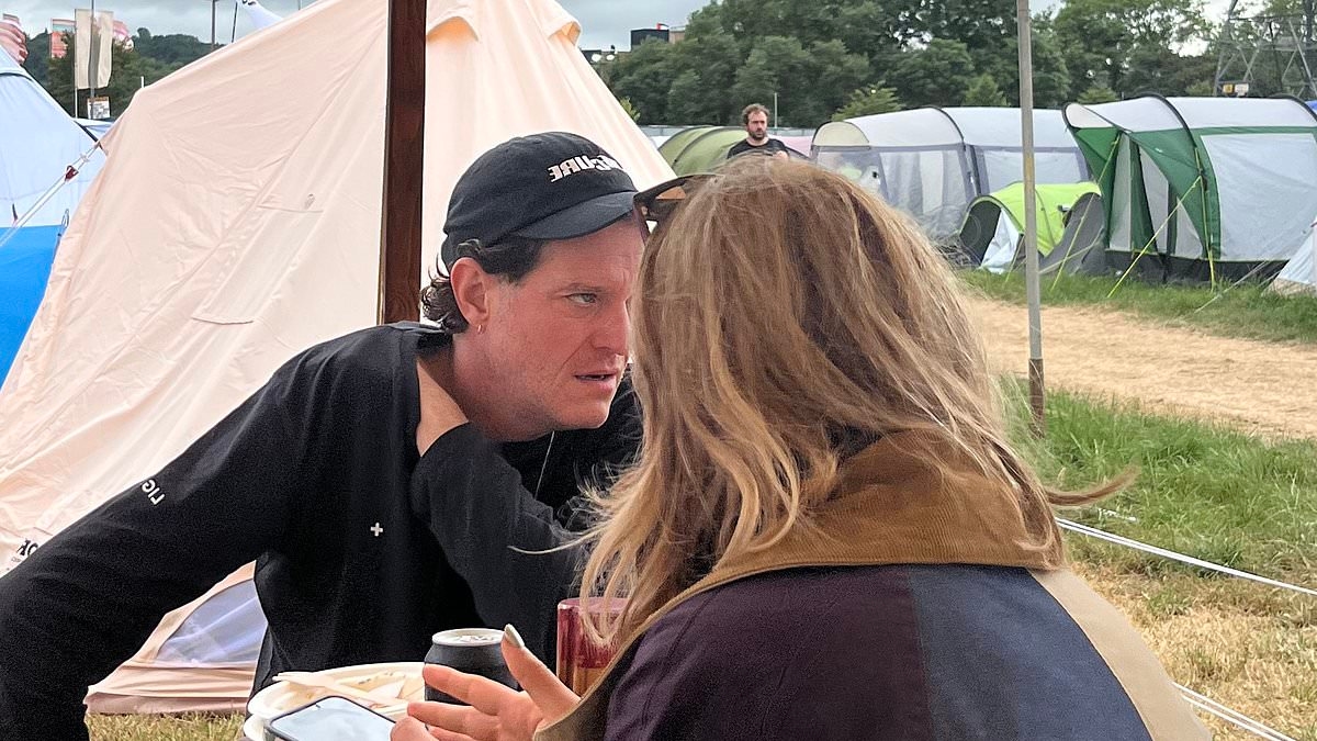 EXCLUSIVE Gavin & Stacey star Mathew Horne cuts a low-key figure as he joins rarely seen wife Celina Bassili at Glastonbury - after it was revealed they'd secretly welcomed a son