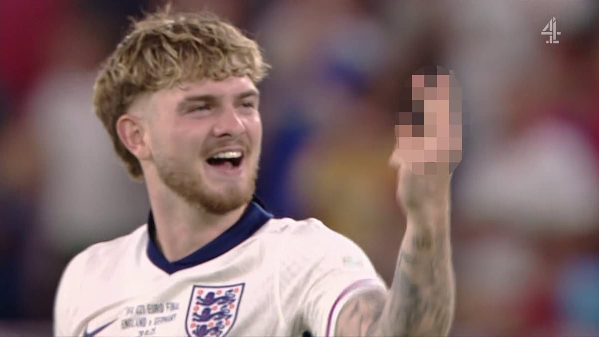 Harvey Elliott makes offensive hand gesture just seconds after England U21s' European triumph over Germany