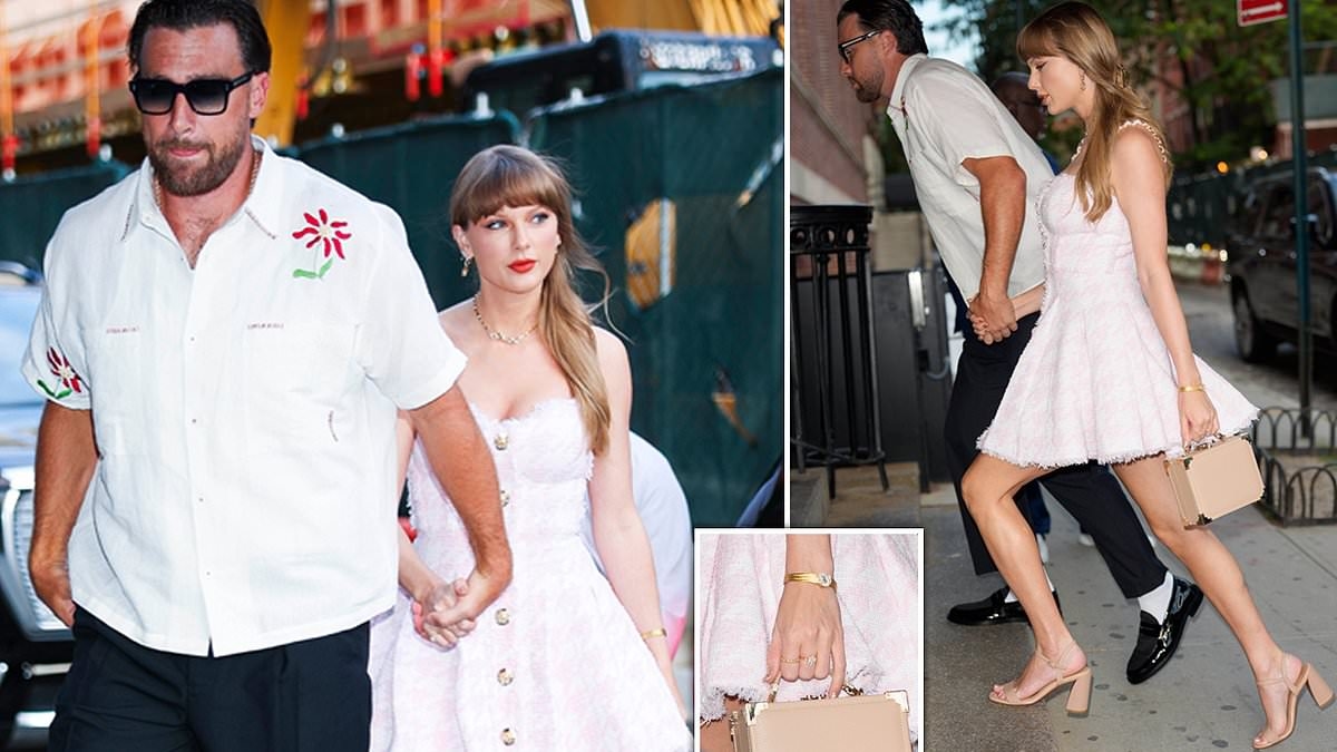 Taylor Swift and Travis Kelce hold hands on romantic date as her bitter ex mocks her publicly