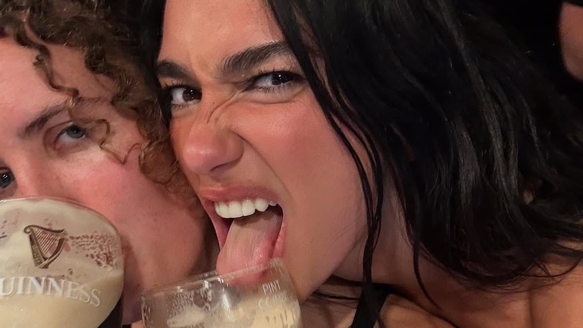 Dua Lipa downs a pint of Guinness in hilarious video as she parties in Dublin to celebrate selling out five stadium shows on Radical Optimism tour