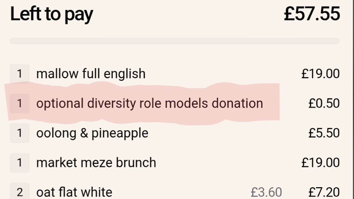 Vegan restaurant leaves customers fuming after adding a 'diversity role models' charge to people's bills