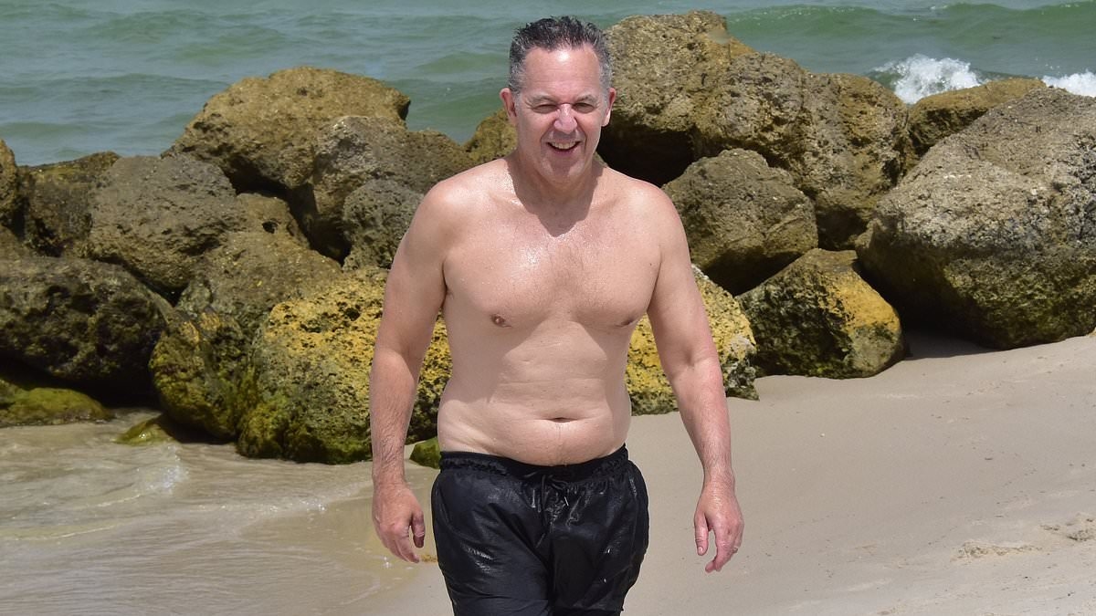 EXCLUSIVE Paunchy Fox News star Greg Gutfeld shows his softer side as he soaks up sun with wife and newborn daughter