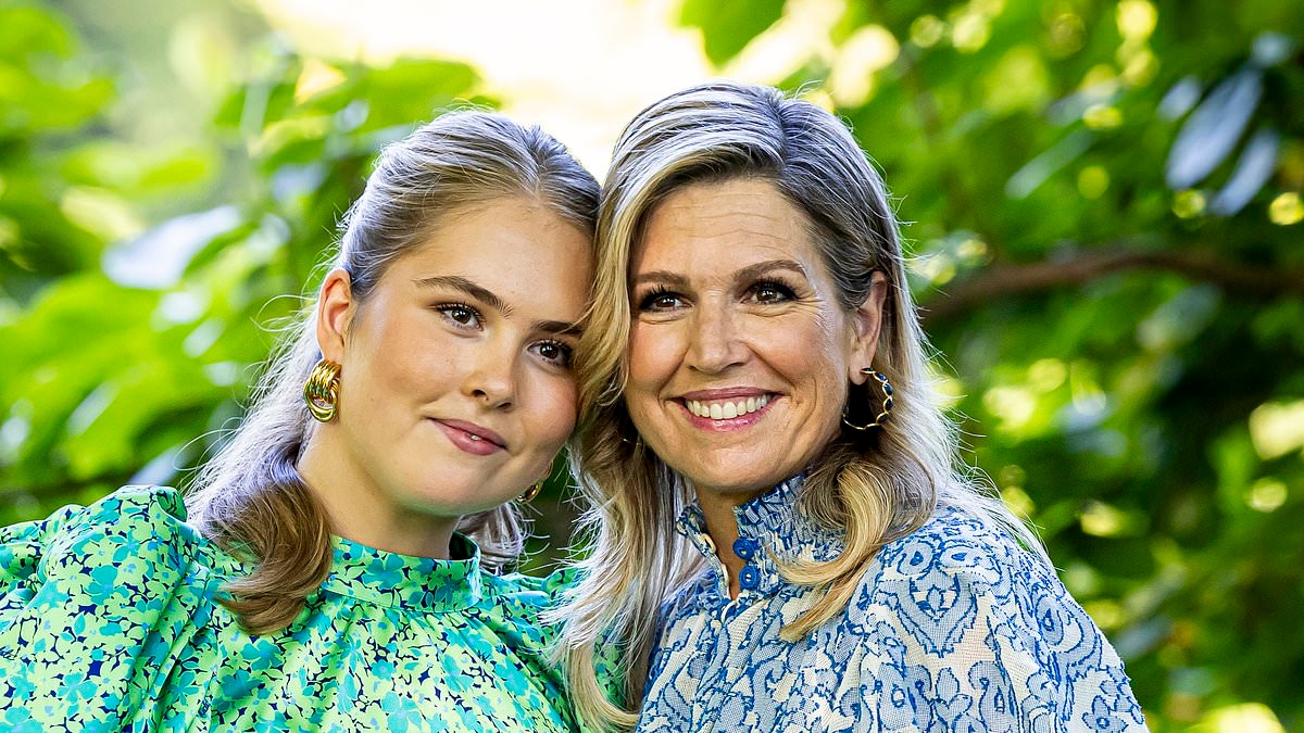 Queen Maxima of the Netherlands looks chic as she joins her three daughters for their traditional summer portraits