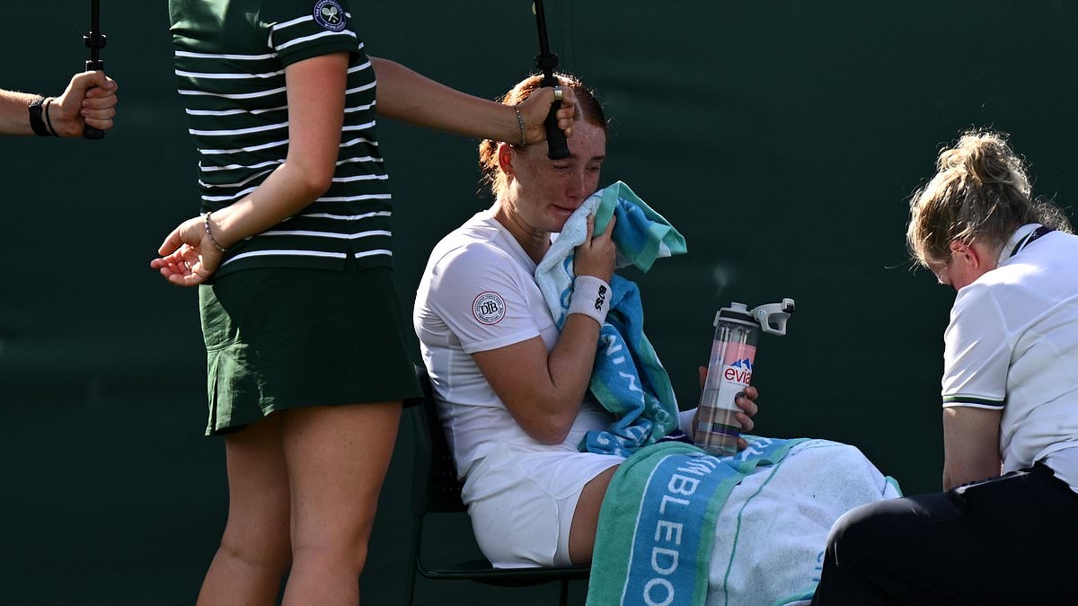 Shocking moment Wimbledon star, 20, is forced to retire after falling in 'ditch'