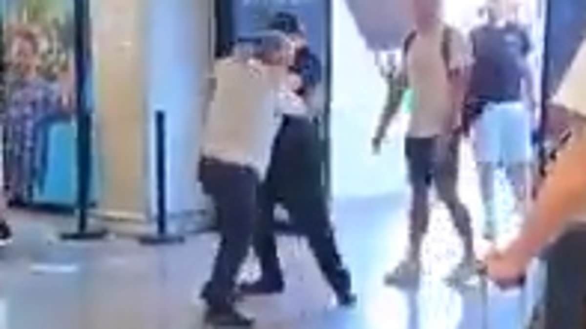 Moment van drivers brawl at Majorca airport in front of horrified tourists