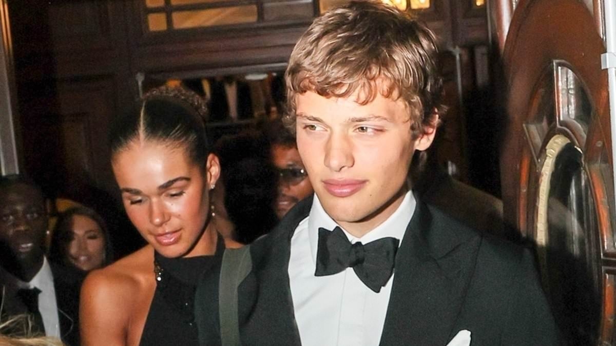 Bobby Brazier can't hide his smile as he leaves National Film Awards with his ex girlfriend Tillie Amartey after new twist in family feud with dad Jeff