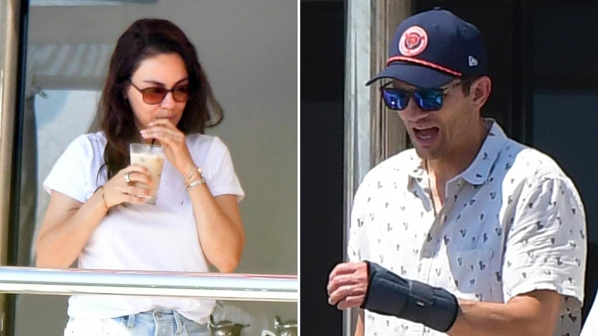 EXCLUSIVE Ashton Kutcher sparks concern with bandaged arm on vacation with Mila Kunis for 10th wedding anniversary