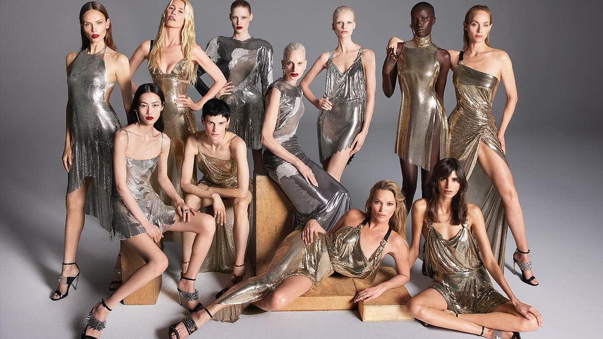 Donatella's golden goodbye: Kate Moss leads model salute in farewell that also has a silver lining