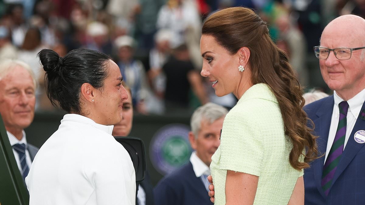 Adoring pictures show the teary moment Kate Middleton broke royal protocol in the 'nicest' way at Wimbledon