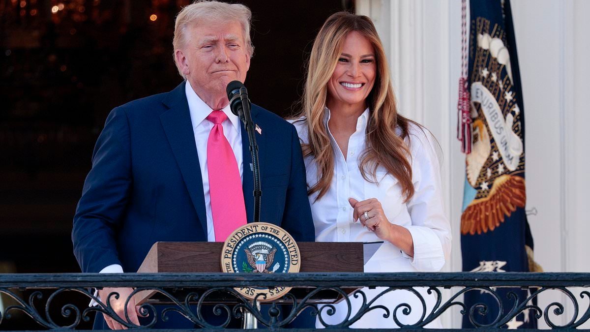Stunned Melania flinches as Trump urges stealth bomber pilots to reveal their identities on live TV