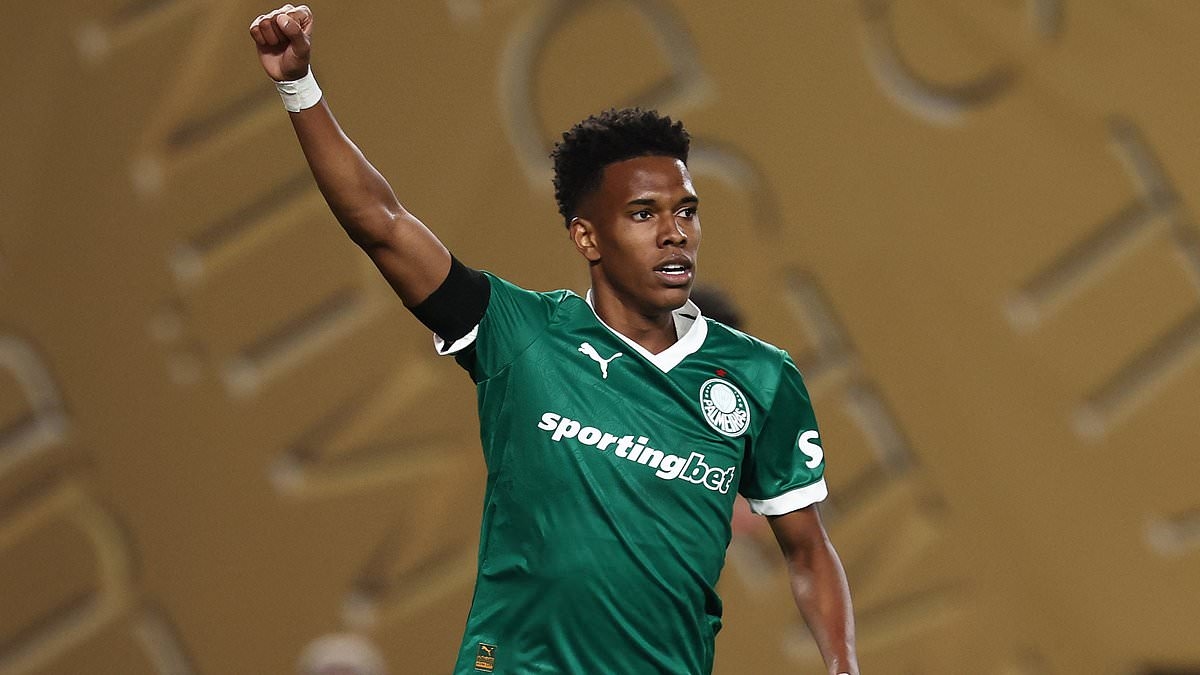 Incoming Chelsea star Estevao Willian scores AGAINST his new team as Palmeiras wonderkid beats Robert Sanchez with stunning finish