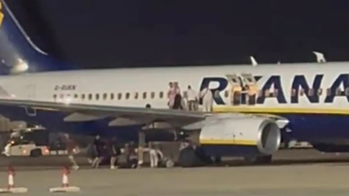 BREAKING NEWS Ryanair passengers take to plane's wings to escape fire onboard as 18 are reported injured in Majorca airport blaze