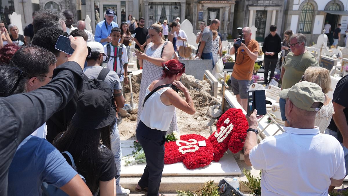 Police swoop as Diogo Jota's graveside is flooded by fans snapping 'disrespectful' photos