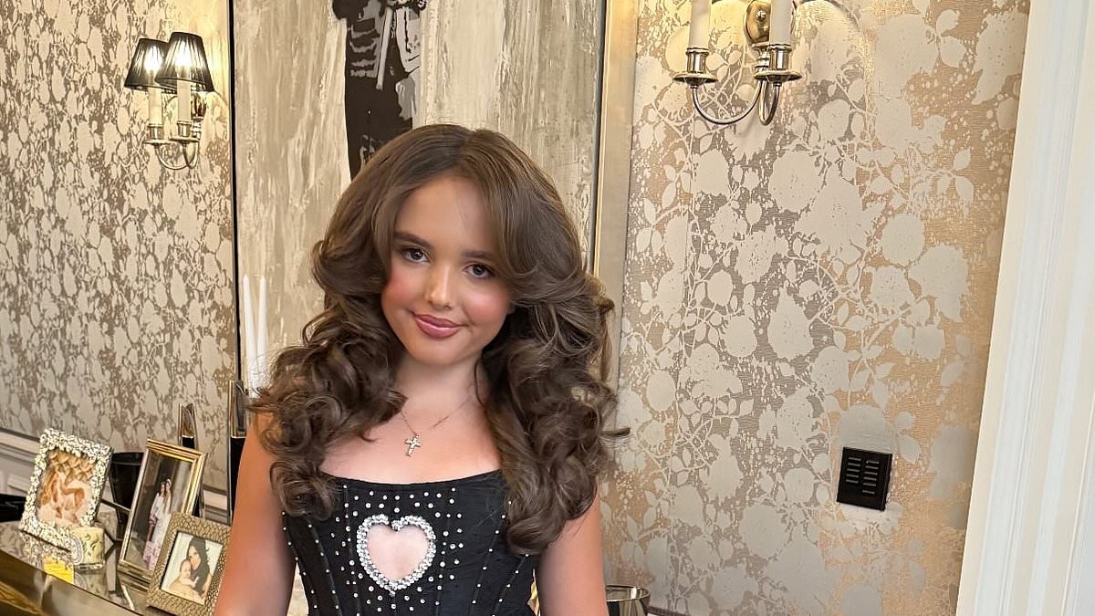 Tamara Ecclestone's daughter Fifi, 11, poses in heels and mini dress with full face of glam - after heiress was criticised for allowing her children to wear heavy make-up