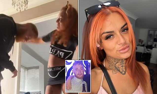 EXCLUSIVE Furious mother filmed herself beating up her ex-boyfriend after finding him having sex with her best friend on the sofa - then beat his lover with a bottle of Lambrini