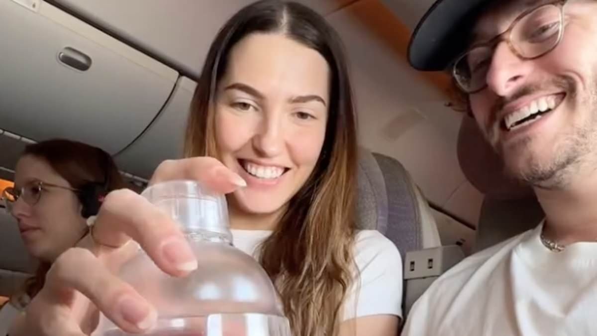 Couple has 'genius' cocktail-making hack to make economy flight feel 'like business class' - but not everyone is a fan