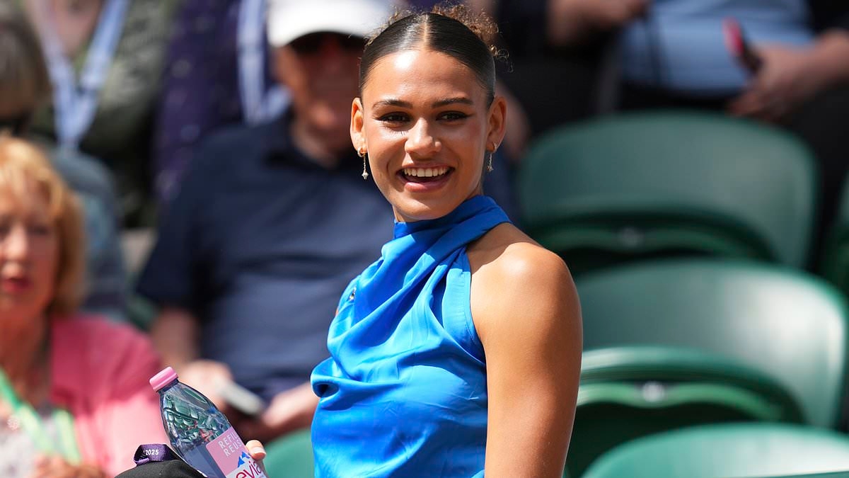 Loved-up Trinity Rodman stuns in blue dress as she returns to Wimbledon to support tennis star boyfriend Ben Shelton