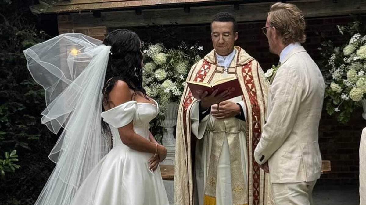 Laurence Fox holds second wedding ceremony with conspiracy theorist podcaster Elizabeth Barker as couple are joined by friends including Julie Hartley-Brewer and controversial priest Calvin Robinson