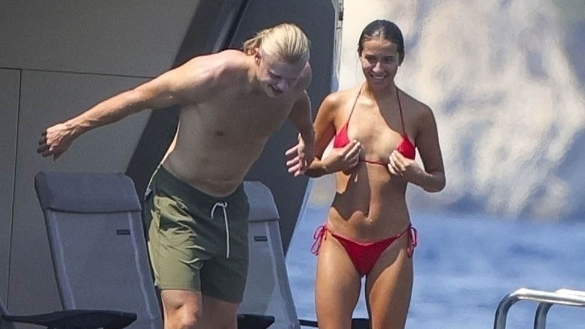 Erling Haaland and girlfriend Isabel Haugseng Johansen look in incredible shape as they relax on holiday - just six months after welcoming first child together