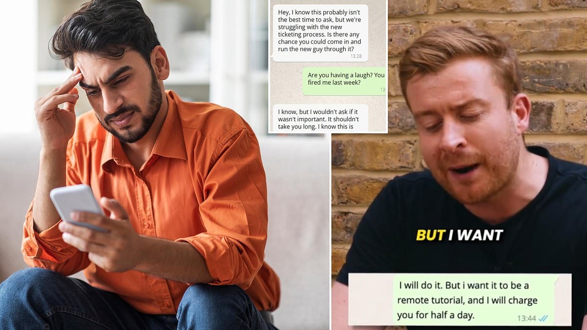 Disgruntled ex-employee's fury after boss sends him an outrageous text request