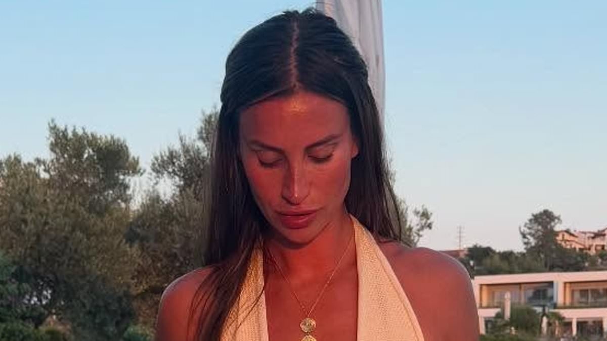 Ferne McCann turns heads in a plunging backless dress as she shares stunning sunset snaps during her Greek getaway