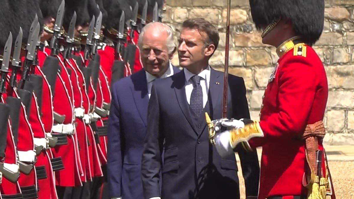 Emmanuel Macron under fire for breaching royal protocol as he walks in front of Charles during State visit