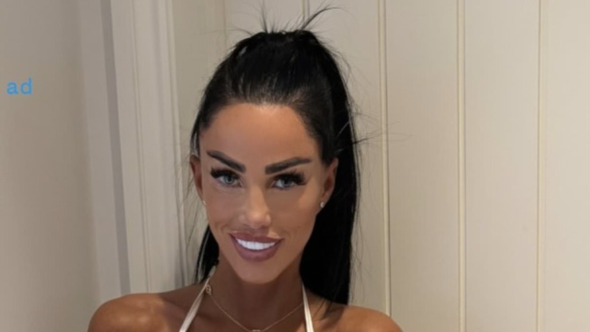 Katie Price continues to show off her £10k facelift as she goes braless in a plunging dress to model new outfit